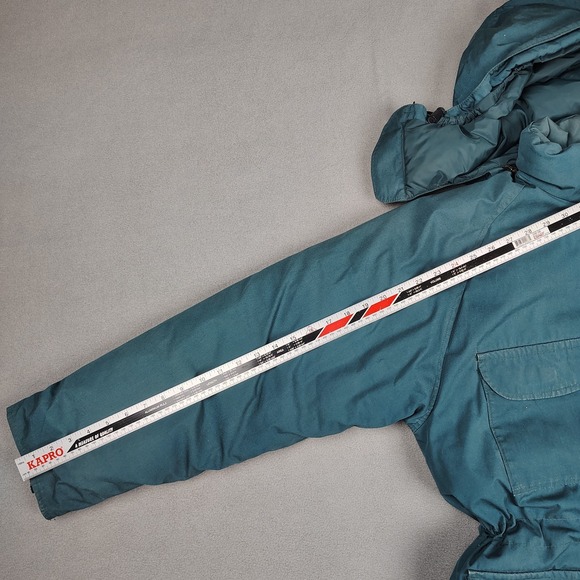 Vintage Eddie Bauer Goose Down Parka Mens Medium Forest Green Hooded Coat USA - Picture 4 of 14